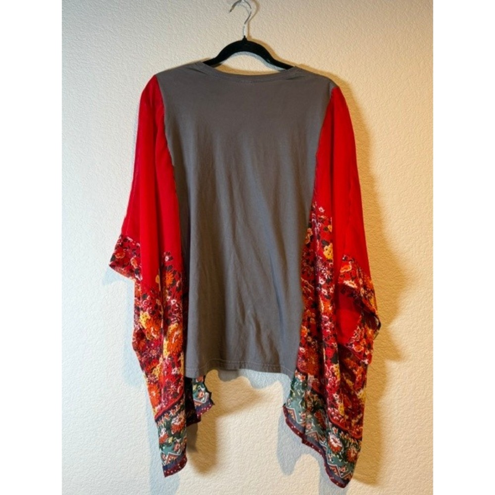 Rolling Stones Upcycled OOAK Floral Kimono Sleeve Boho Top Festival Concert O/S - Picture 5 of 6
